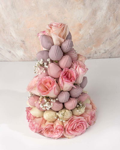 Chocolate Strawberries and Roses Tower