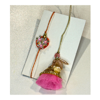 Floral Charm Rakhi and Lumba Set