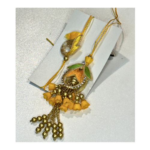 Golden Glow Rakhi and Lumba Set