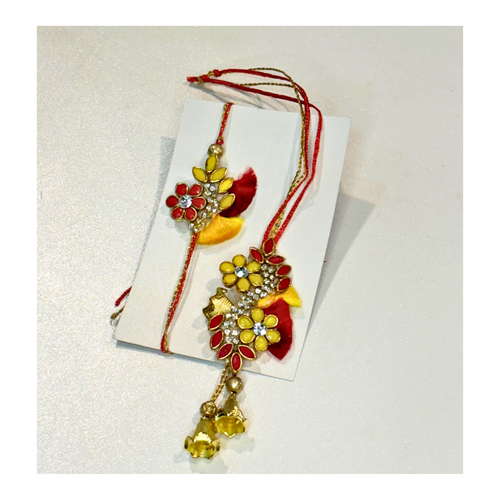 Scarlet Bloom Rakhi and Lumba Set