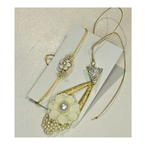 White Elegance Rakhi and Lumba Set