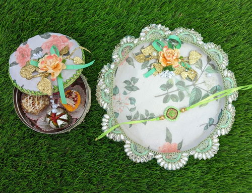 Floral Rakhi Thali Set