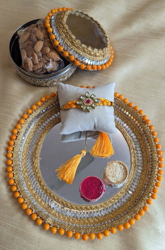 Traditional Rakhi Gift Set - Orange Elegance