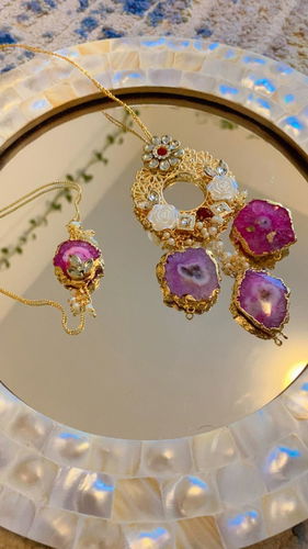 Opulent Rakhi with Purple Crystal and Lumba Set