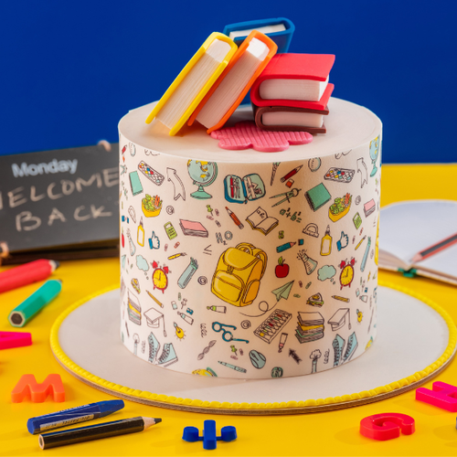 Back To School Book Topper Cake