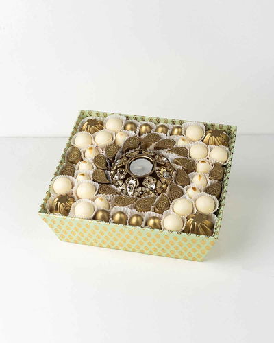 White and Golden Diwali Gift Tray