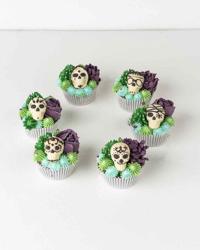 succulent and skeleton Cupcakes