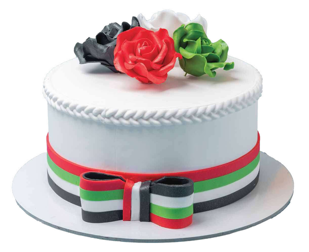 UAE Ribbon and Flowers Cake