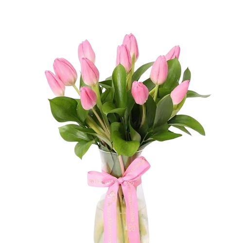 11 Pink Tulip Vase