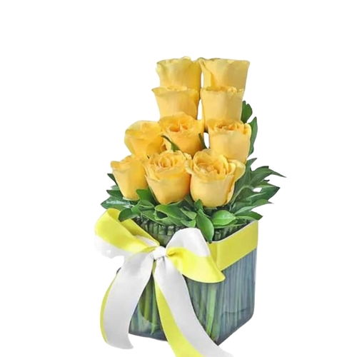10 Yellow Roses Vase