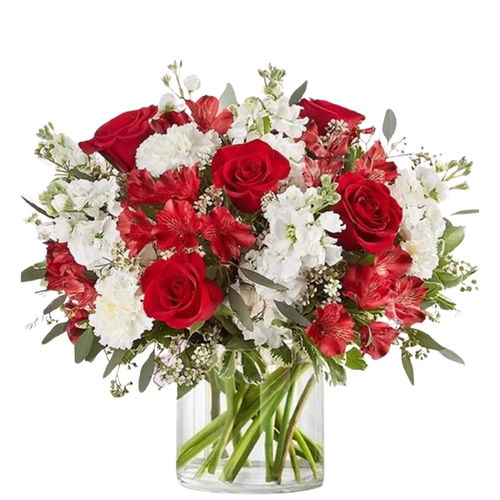 Red and White Flower Vase