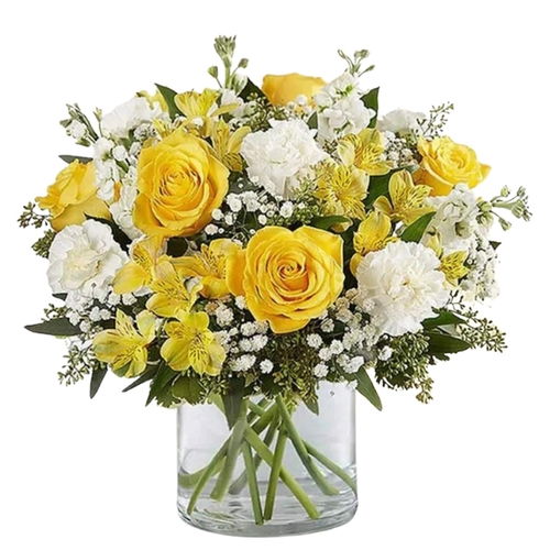Red and Yellow Roses Vase