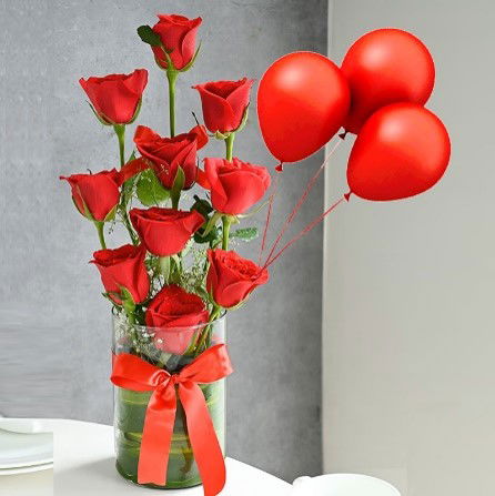 Red Roses and Balloons