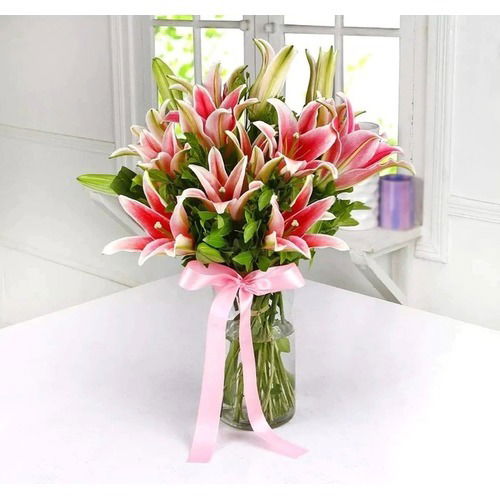 Pink Lilies In A Vase