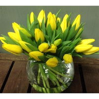 50 Stems Yellow Tulips In A Fishbowl