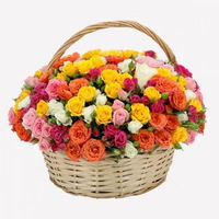 Basket Of 40 Mix Spray Roses