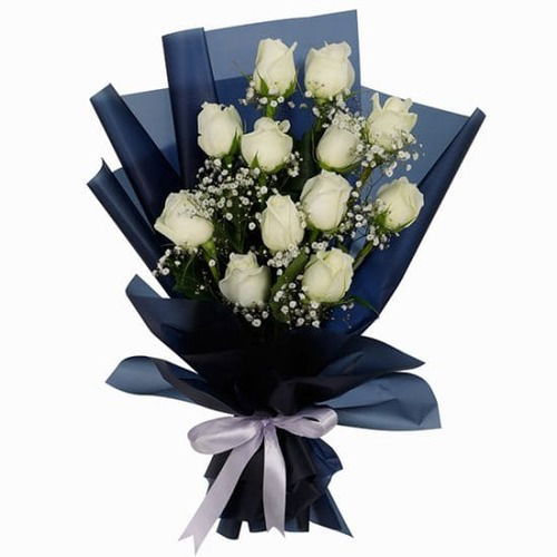 12 Stem White Rose Bunch